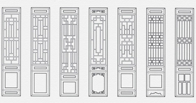 府谷常用中式仿古花窗图案隔断设计图